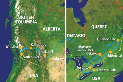 Map showing the Tour regions